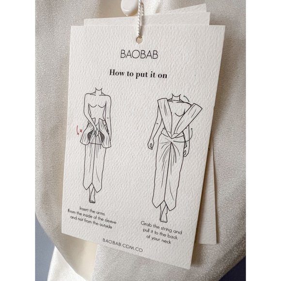 Baobab Mia Plunge V-Neck Gathered Midi Sheath Dress, NWT Ivory - Picture 10 of 16